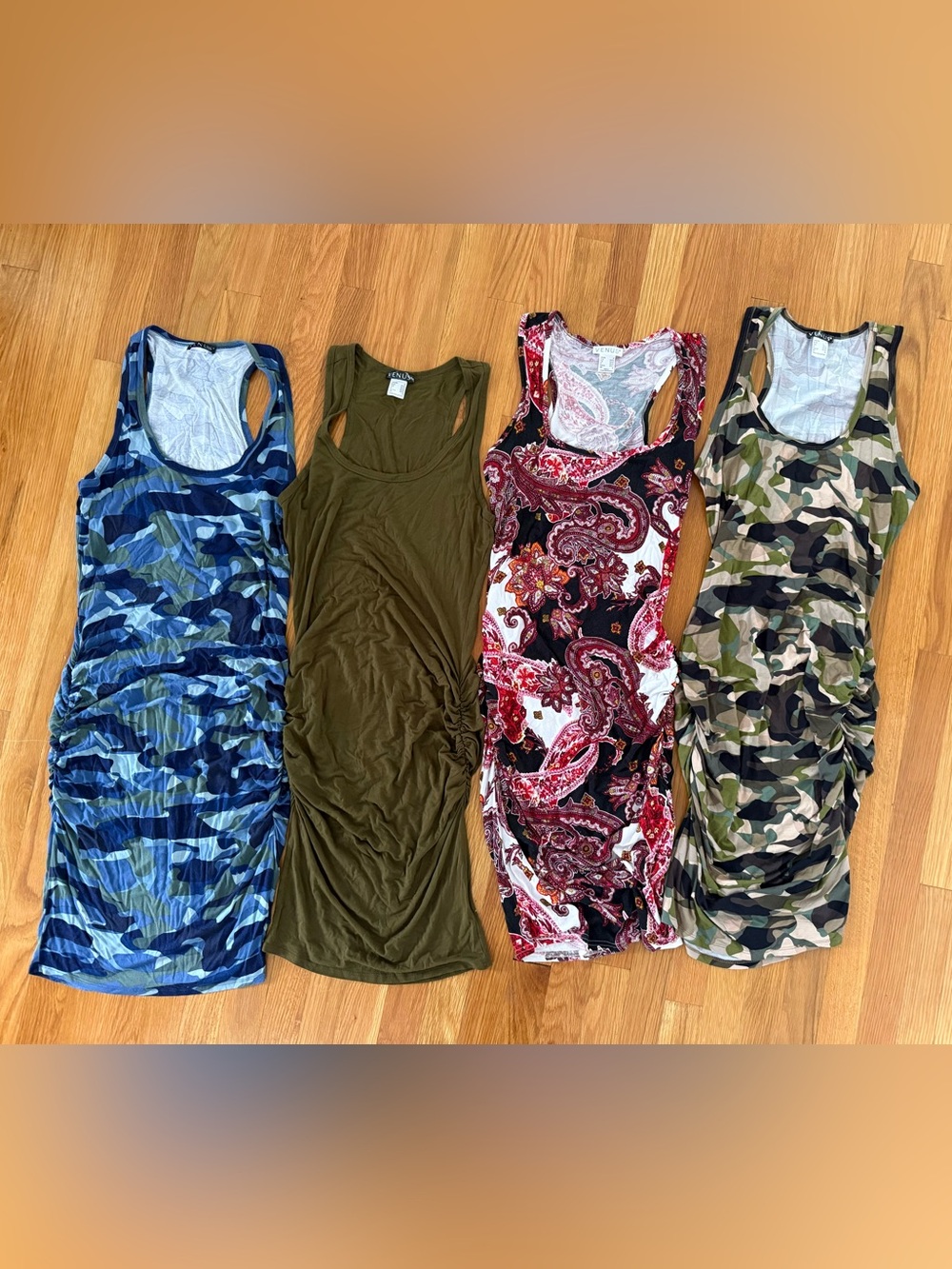 VENUS Olive, Blue Camo, Red Paisley & Green Camo Midi Dress Lot